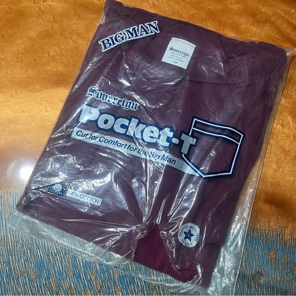 Vintage NWT Sovreign Big Man Pocket Tee Cotyon Made in USA 2XB Big Man Burgundy - Picture 1 of 5